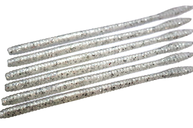 Pearl Silver 6.25" Spade Tail Worm - 12 Per Pack