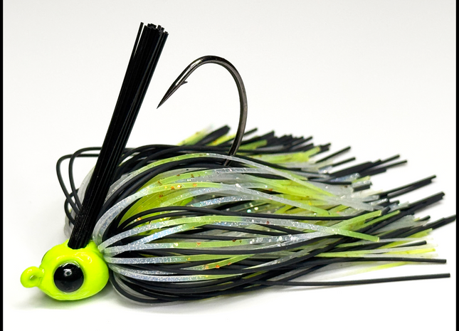 Chartreuse Black "V2" Poison Tail Weedless Jig