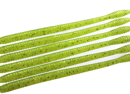 Chartreuse Shine 6.25" Spade Tail Worm - 12 Per Pack