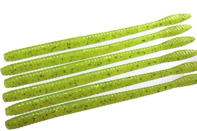 Chartreuse Shine 6.25" Spade Tail Worm - 12 Per Pack